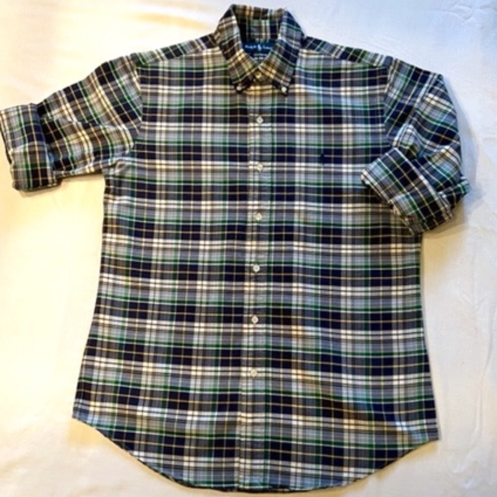 Ralph Lauren Polo Iconic Spring Plaid/Tartan Oxford Sz Med Custom Fit‌‌‌…